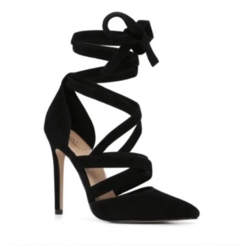 ALDO Black Suede Stiletto Heels with Straps/size 6 - Picture 2 of 14